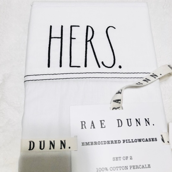 🆕Rae Dunn Set of 2 HIS/HERS Standard Pillowcases - Picture 3 of 6
